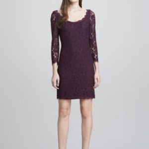 Zarita Scoop-Neck Short Lace Dress, Plum 2